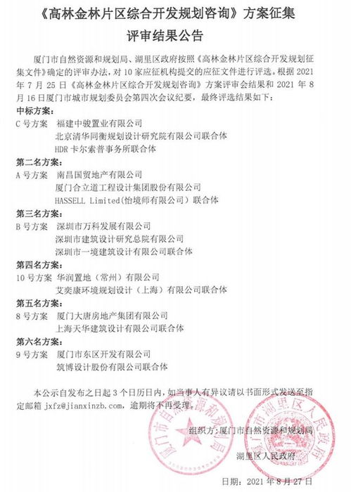 喜报 清华同衡联合体中标厦门高林金林片区城市设计国际方案征集